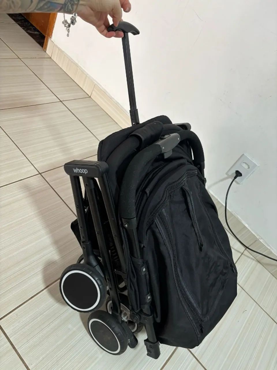 Carrinho de bebe Kiddo compacto mascote whoop preto - Foto 3