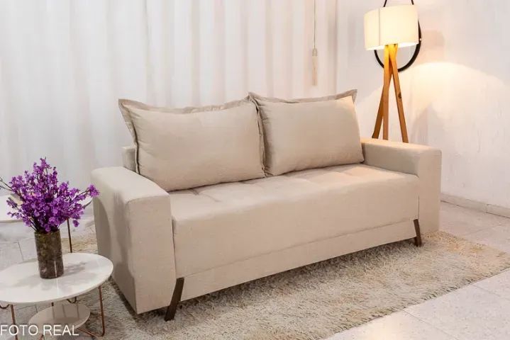 Sofá 3 lugares 2.00m Linho Bege