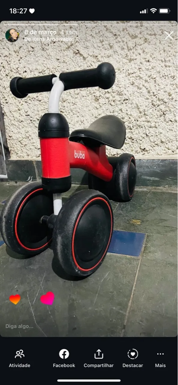 Bicicleta de equilíbrio.