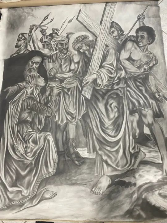 Quadro religioso em preto e branco - Foto 2