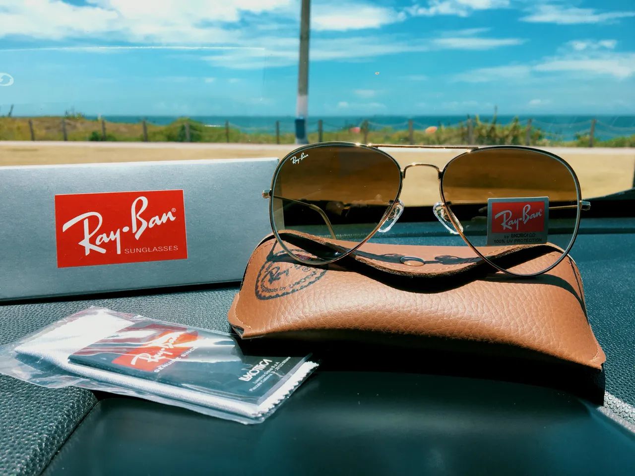 Oculos ray Ban aviador lentes cristal com proteção uv