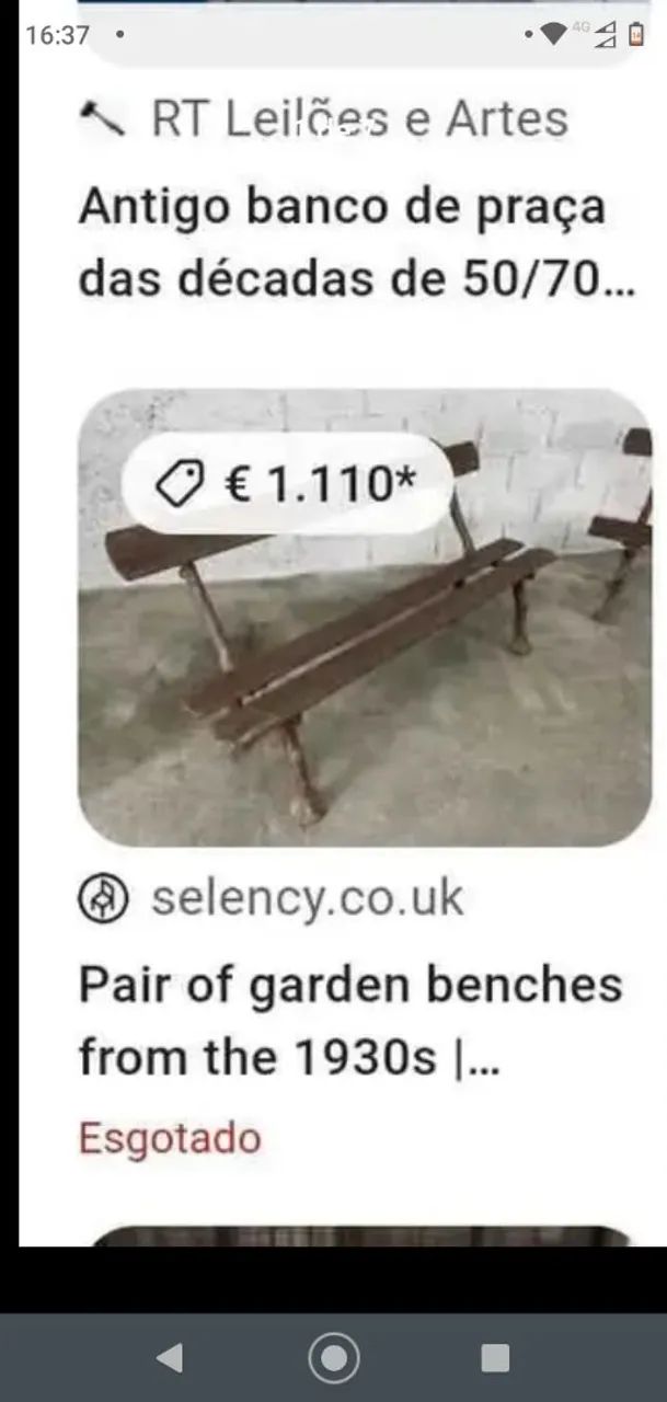 Banco de Jardim Antigo Década de 30