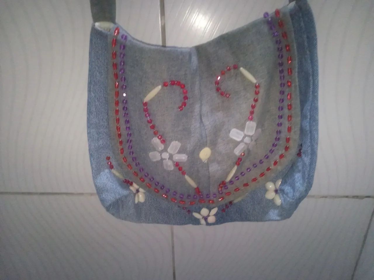 Bolsa de Ombro Jeans azul Feminino  - Foto 5
