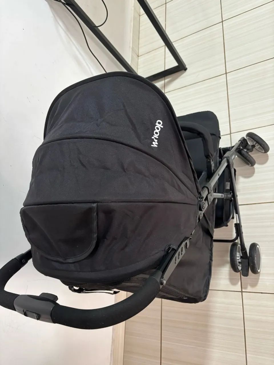 Carrinho de bebe Kiddo compacto mascote whoop preto - Foto 4