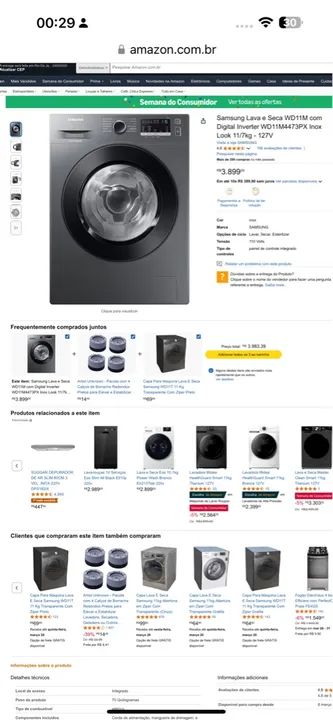 Lava e Seca Samsung WD11M 11kg - Digital Inverter - Branco - Foto 5