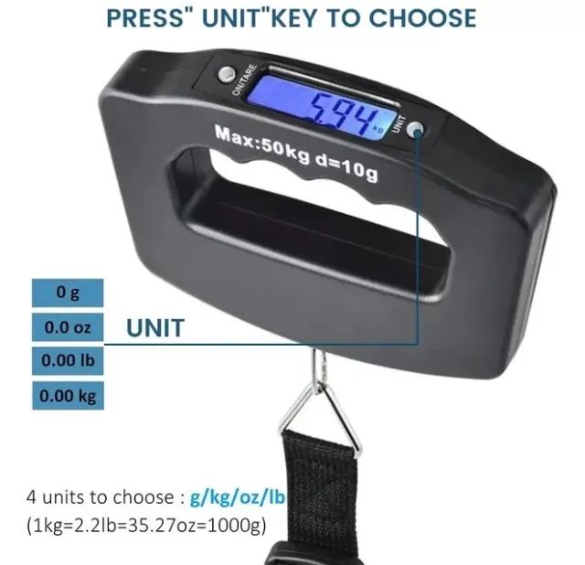 Balança Digital 50kg Bagagem Mala Portátil De Mão Eletrônica - Foto 5
