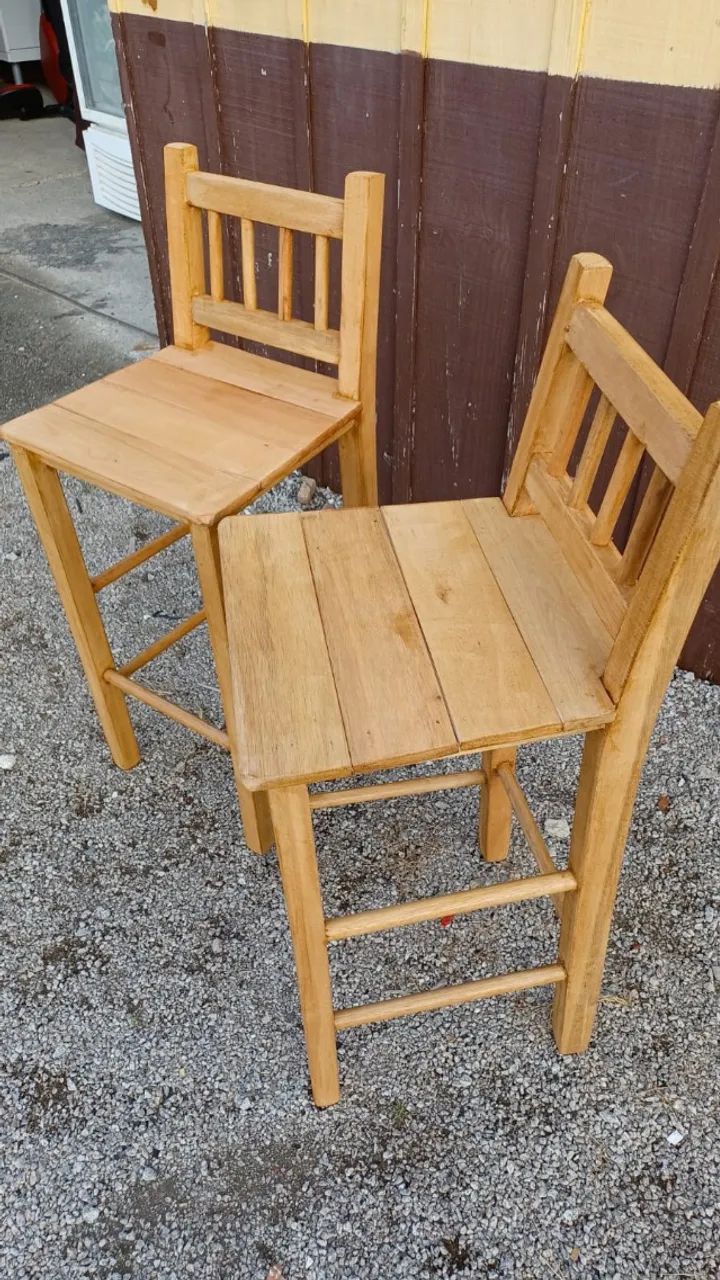 Banquetas quadradas, altas, com encosto, totalmente em eucalipto, reforçada, 70 centímetro - Foto 2