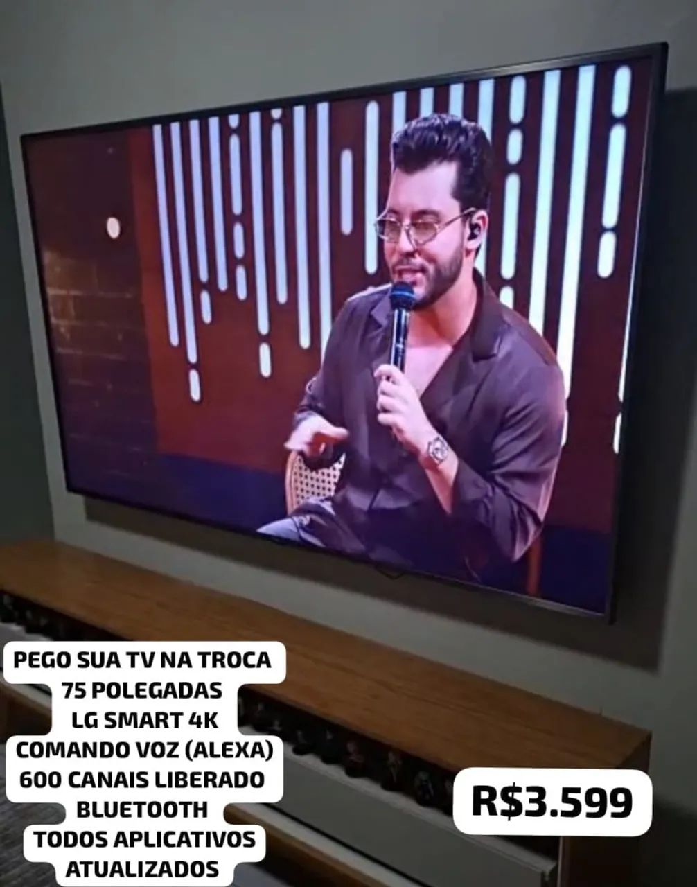 PEGO SUA TELEVISÃO NA TROCA, TV 75 POLEGADAS LG 4K COMANDO VOZ (ALEXA) BLUETOOTH  - Foto 4