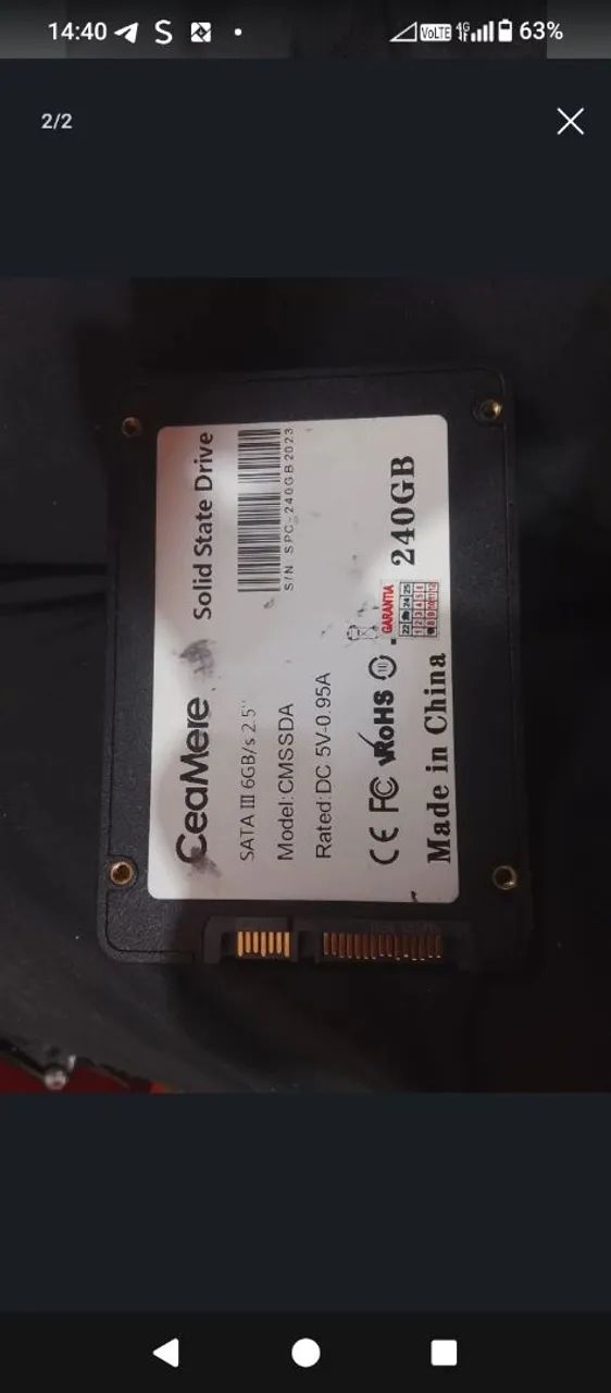 SSD 240 gb funcionando perfeitamente já. Com windows 10  - Foto 2