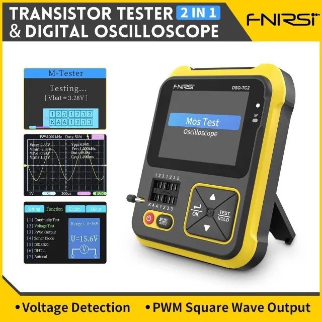 Osciloscópio e Testador de Componentes Digital 2 Em 1 Fnirsi Profissional - Foto 3