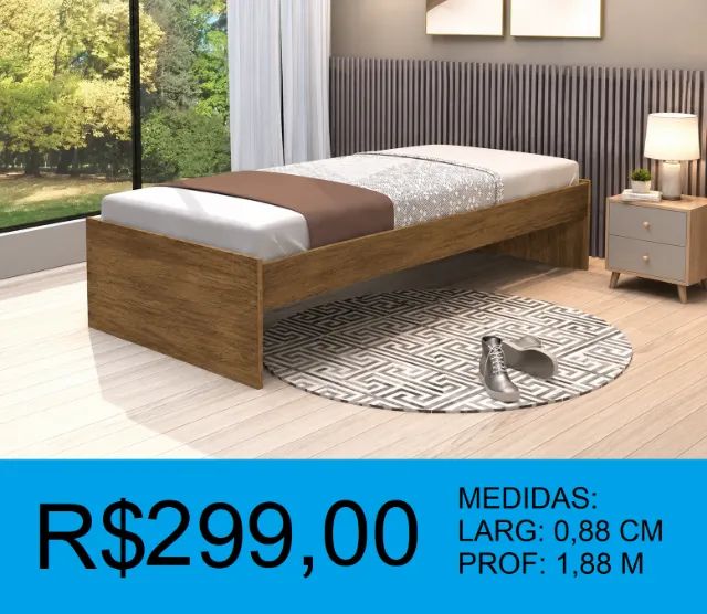 Cama solteiro de madeira de alta qualidade - entregamos e montamos sem custo  - Foto 2