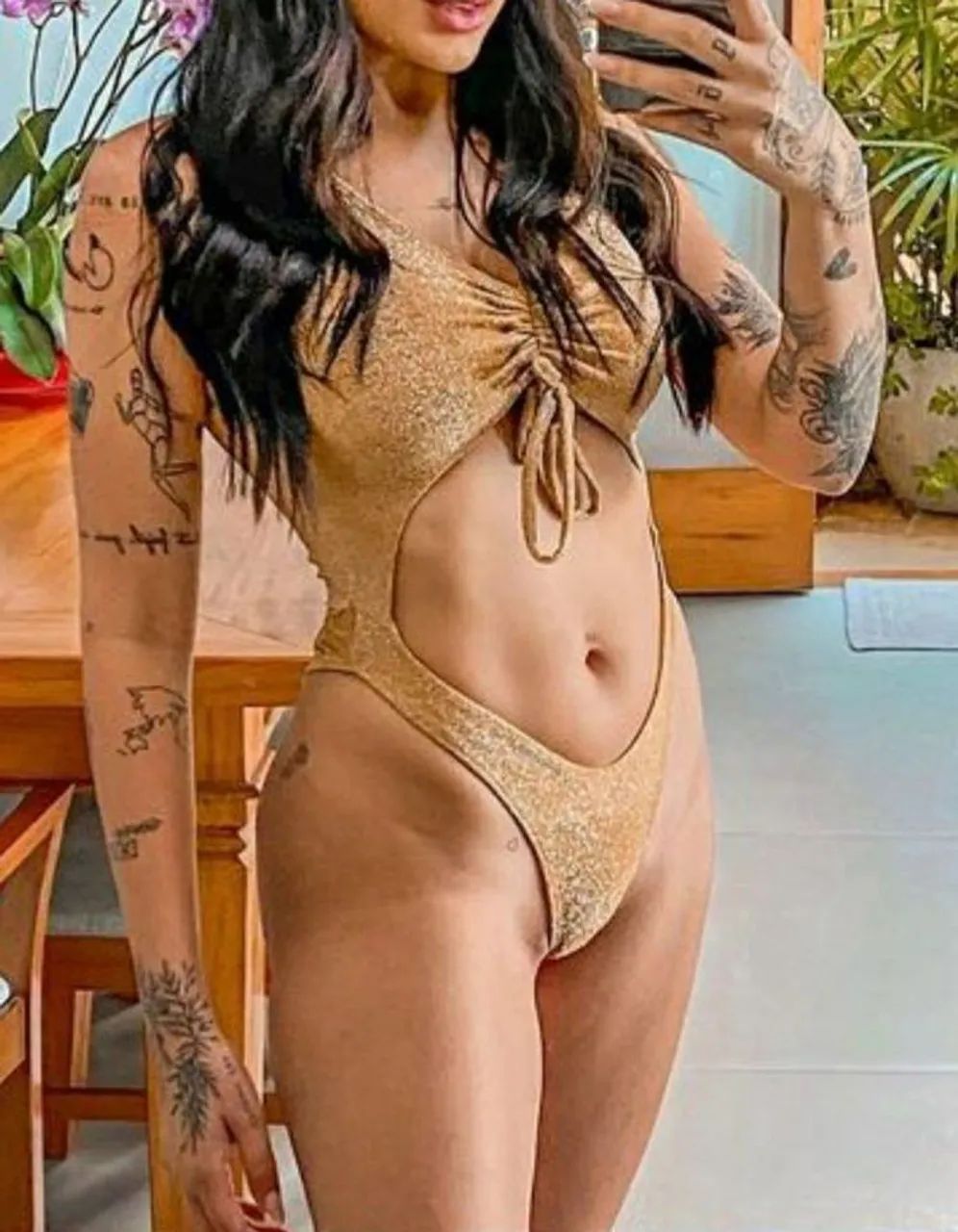 Maiô dourado frente única M - Foto 4