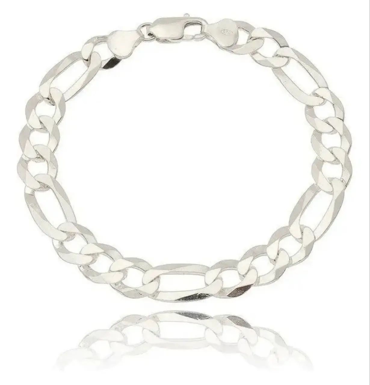Pulseira prata legítima 925 modelo 3x1 8mm 21cm