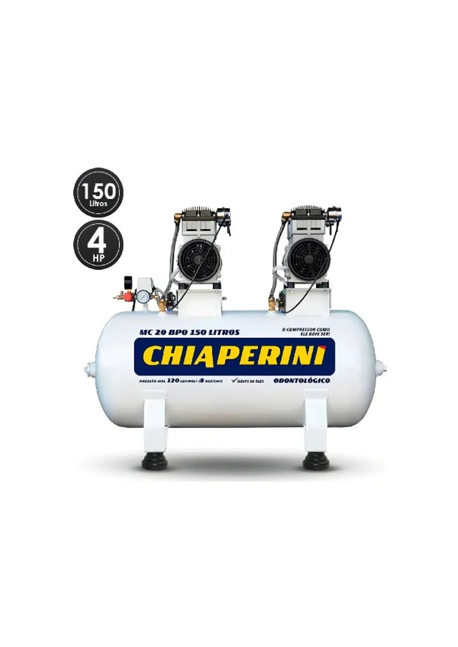 Compressor de Ar Odontológico Chiaperini 150L 20 Pés 4HP