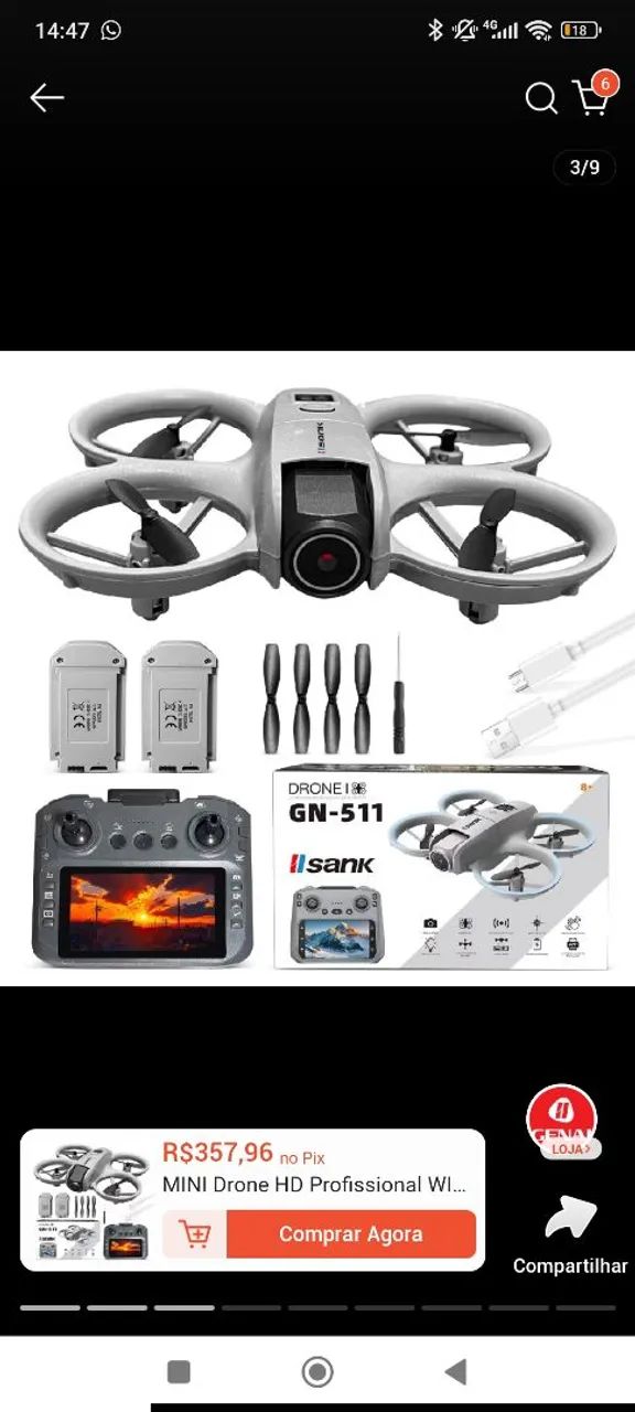 Drone com câmera 4k e sensor anti obstáculo - Foto 2