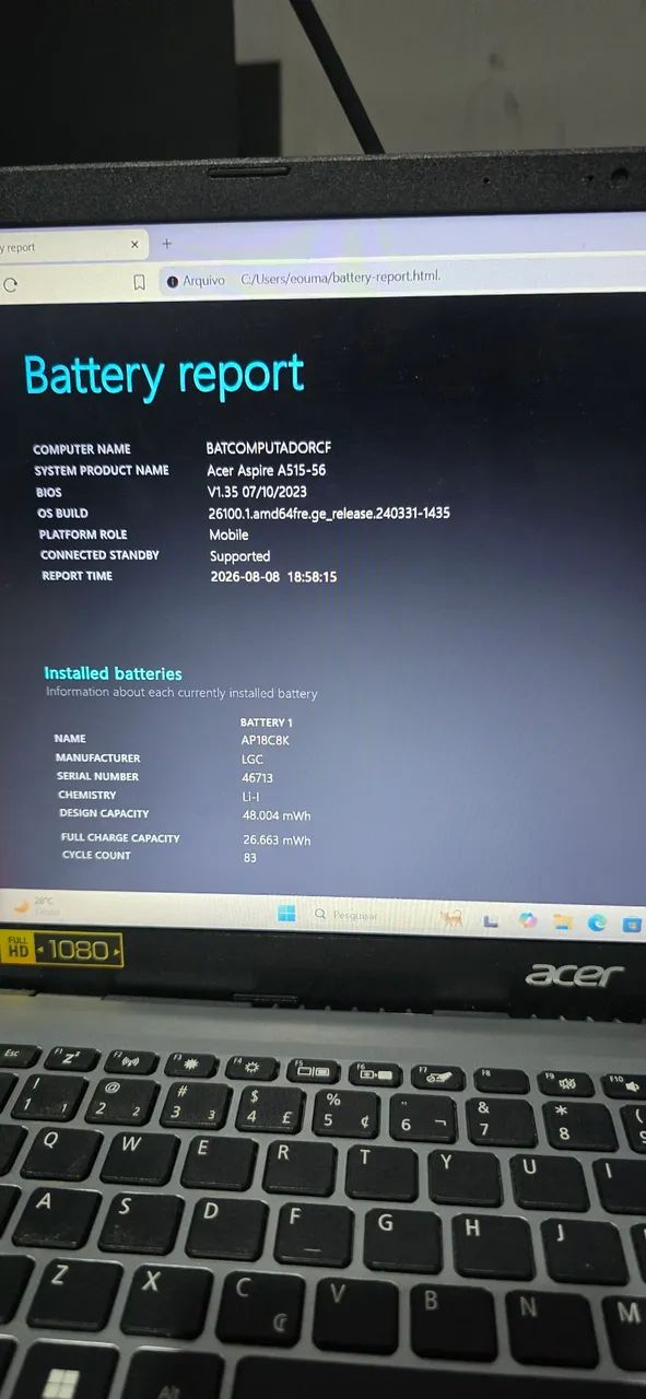 Notebook Aspire A515-56 (usado) - Foto 5