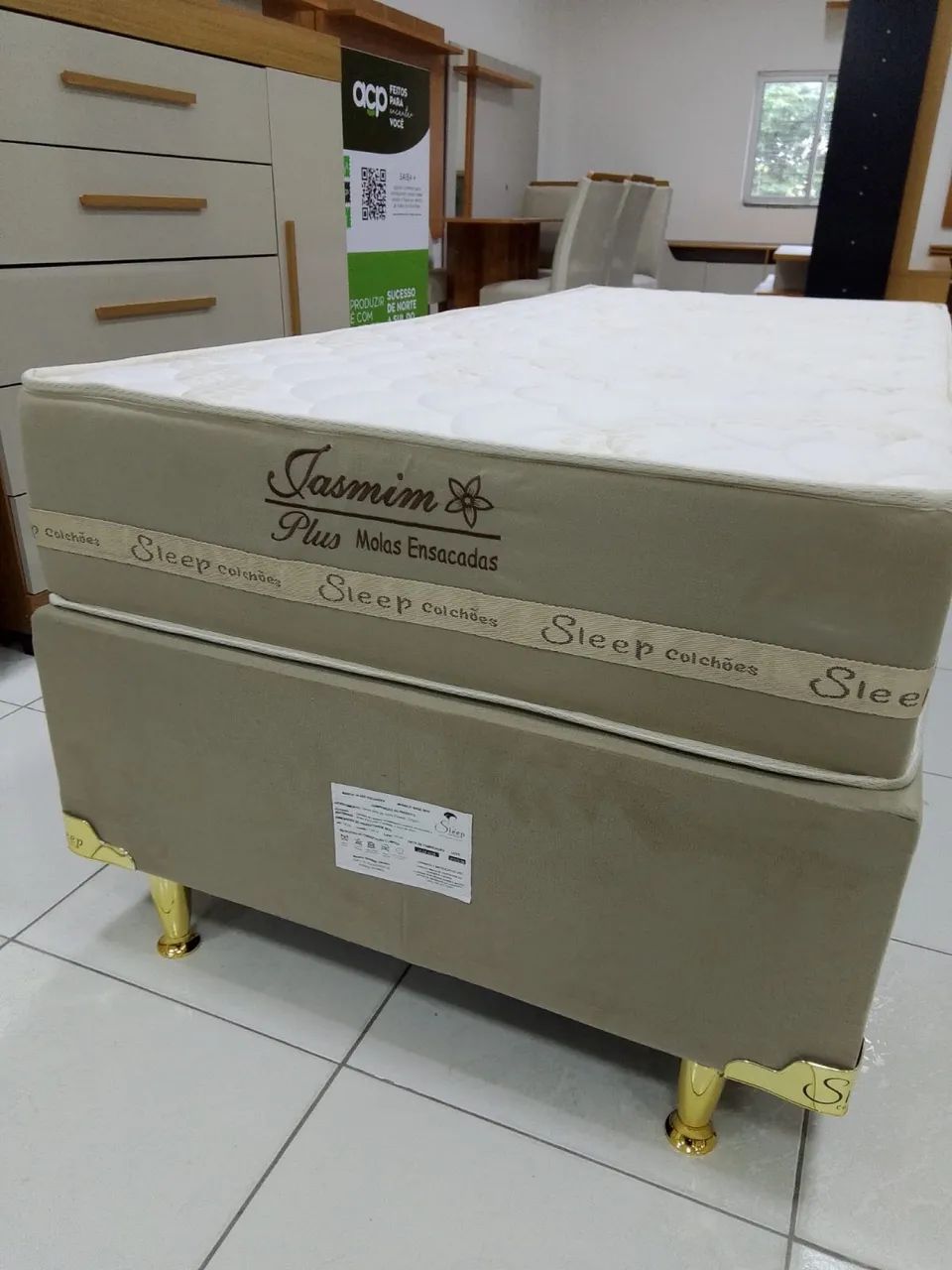 Cama Box solteiro Jasmin Plus, base + colchão com molas ensacadas - Entrega imediata; - Foto 4