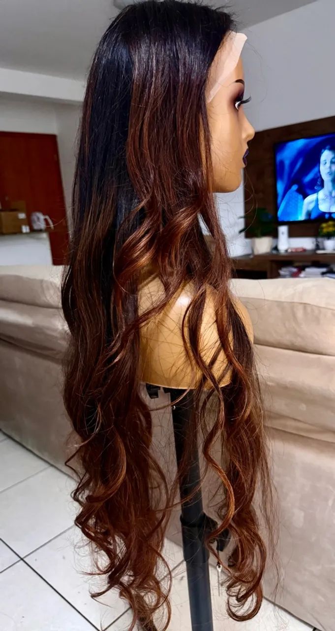Front lace cabelo humano morena iluminada 80 cm  - Foto 2