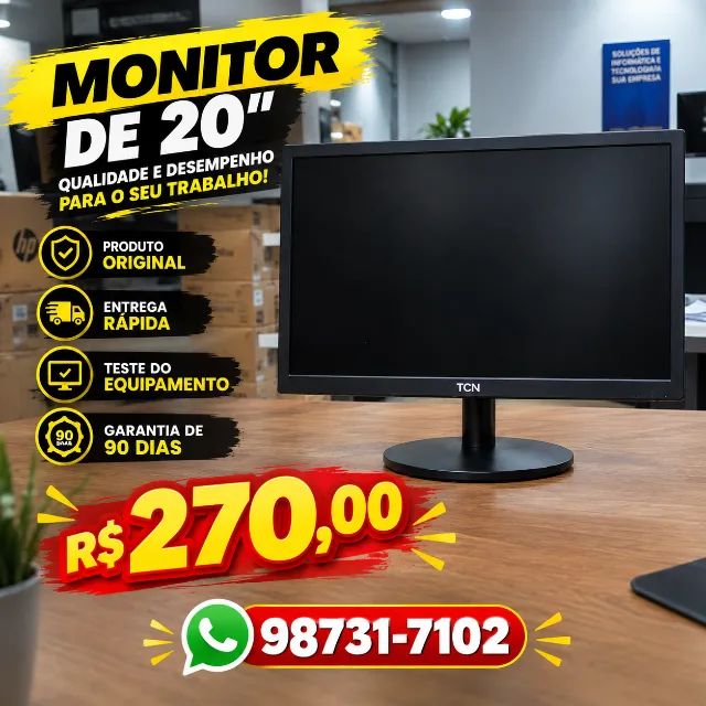 Monitor (Novo|Garantia) de 20 Polegadas HDMI/VGA