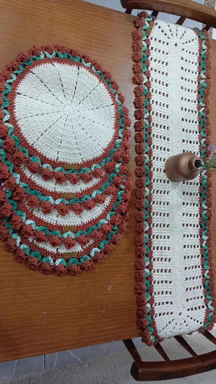 Jogo mesa posta em croche - Foto 2