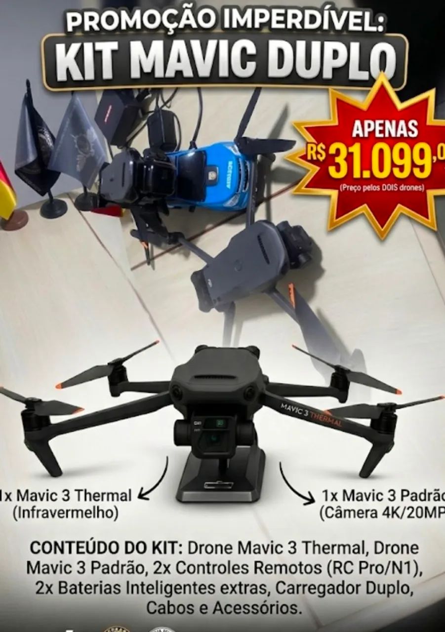Kit 2 Drones Mavic 3 (1 Termal + 1 Pro) 31 mil 