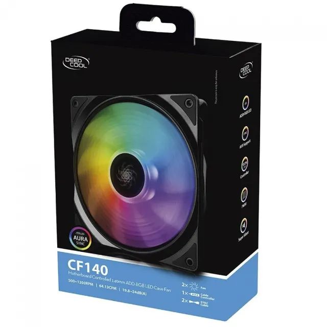 Kit Fan com 2 Unidades Deepcool CF140 RGB 140mm, USADO, 12x 9,67