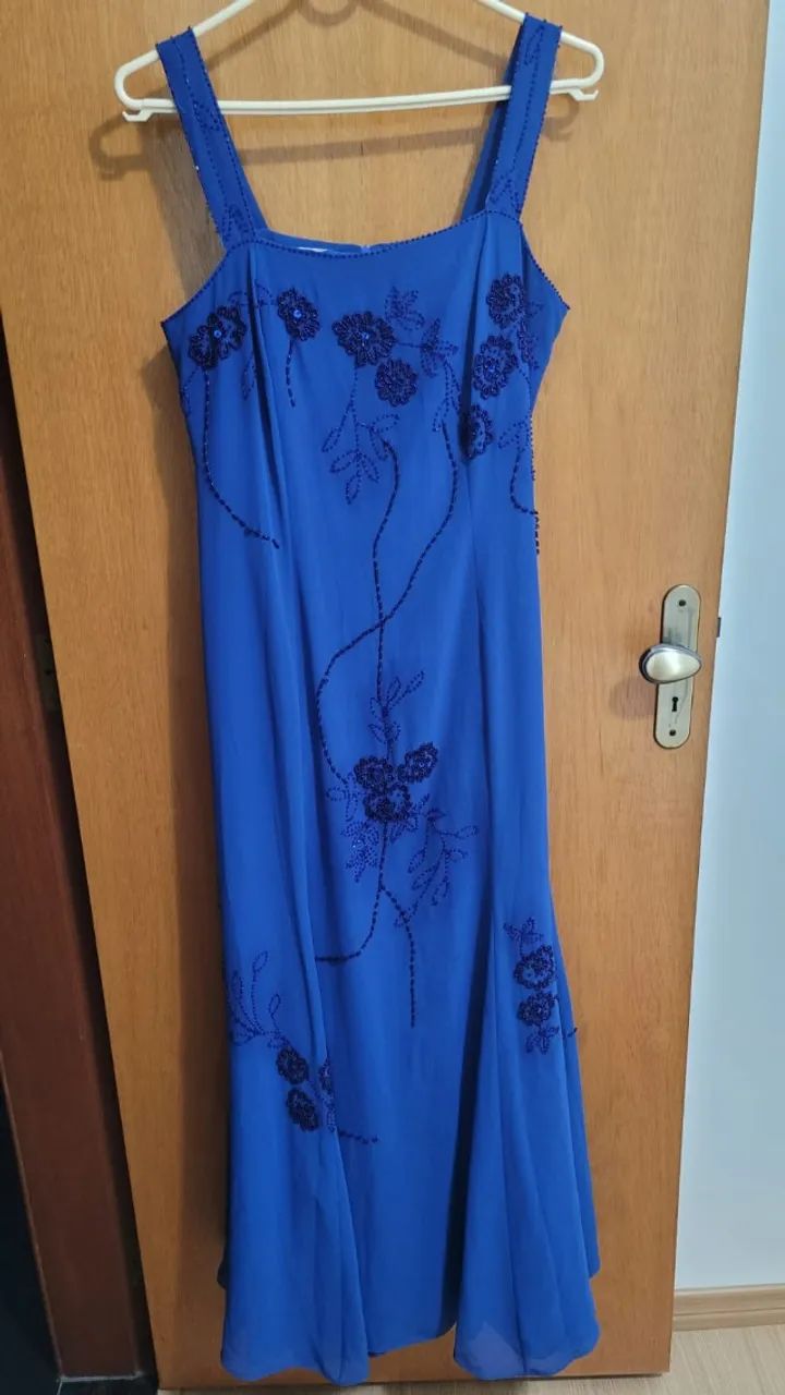 Vestido longo com capa azul 46 - Foto 4