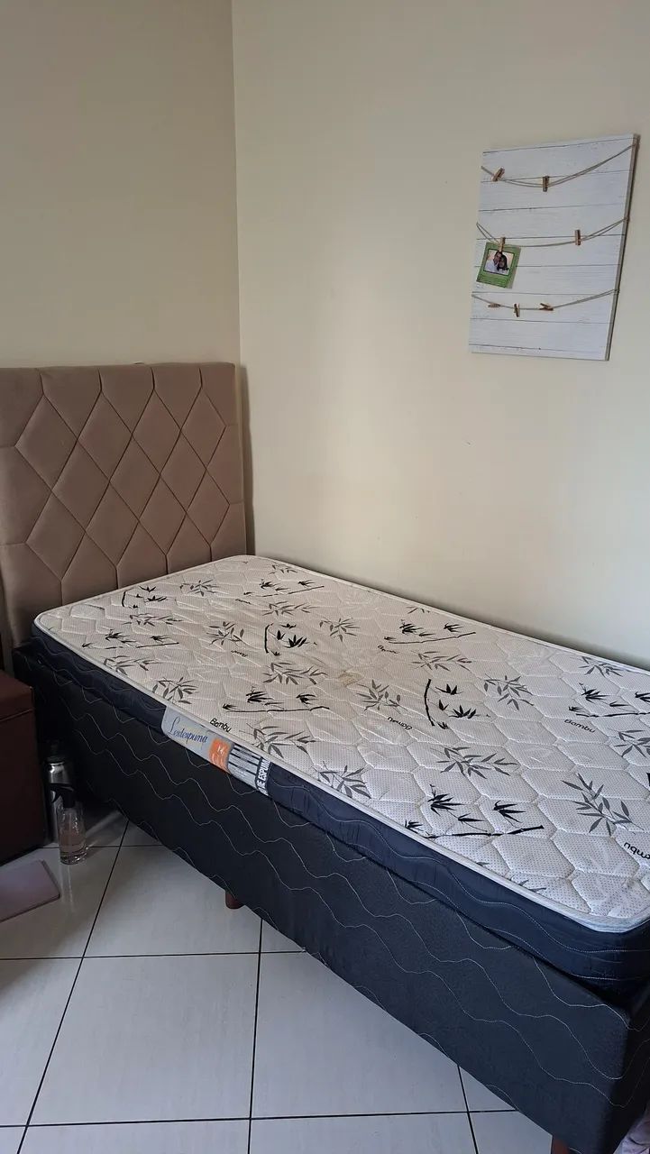 Cama box solteiro + colchão +cabeceira