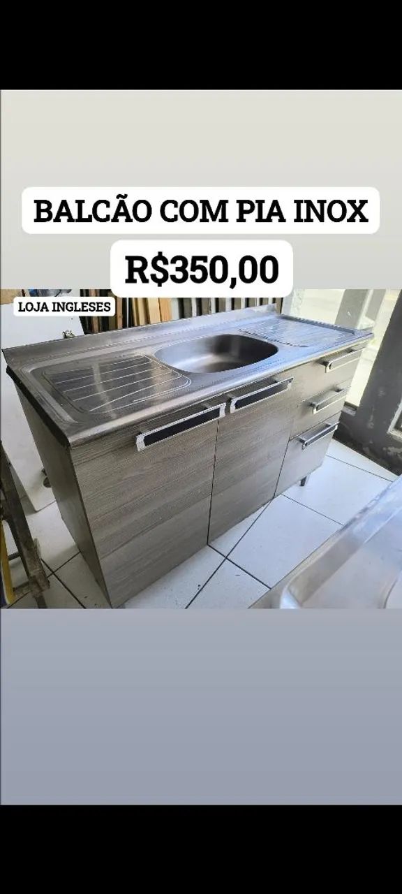 BALCÃO COM PIA INOX 