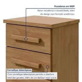 Mesa de Cabeceira Baião com 3 Gavetas - (Oferta)! - Foto 2
