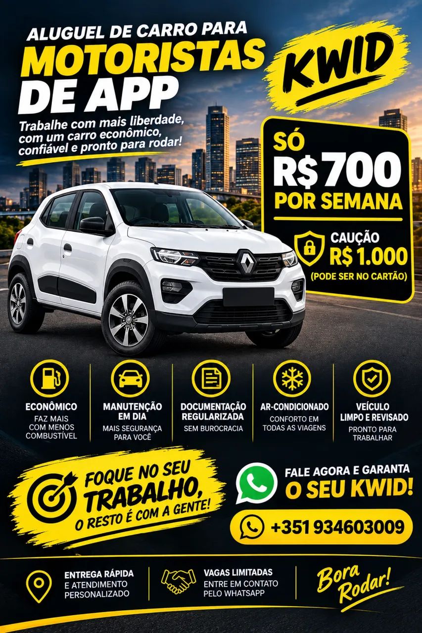 Aluguel para motoristas de aplicativos