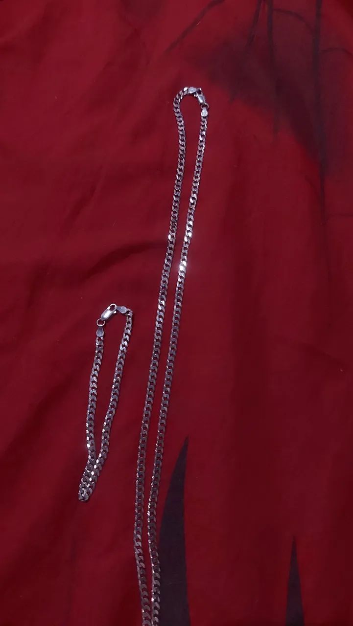 Kit corrente + pulseira 4 milímetros 