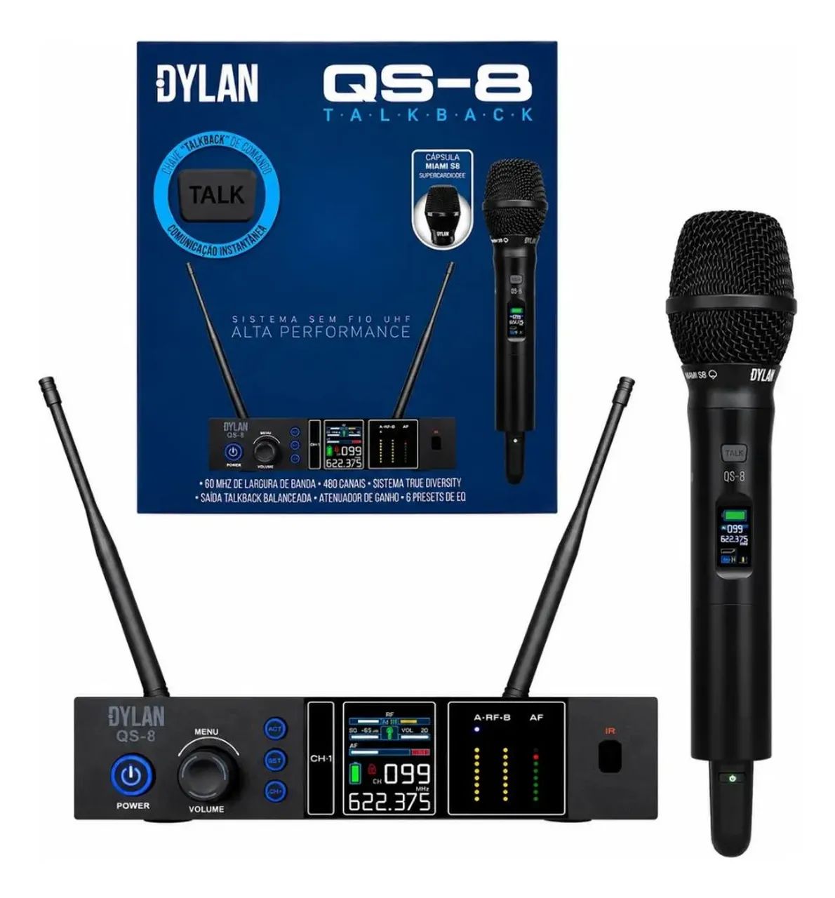 Microfone Sem Fio Dylan QS-8 Talkback Profissional