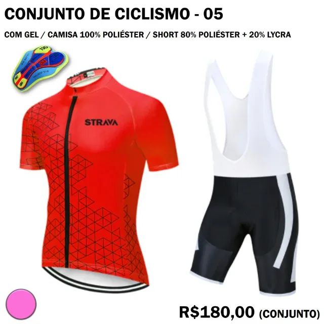 Conjunto de Ciclismo (Camisa + Bretelle) com Gel