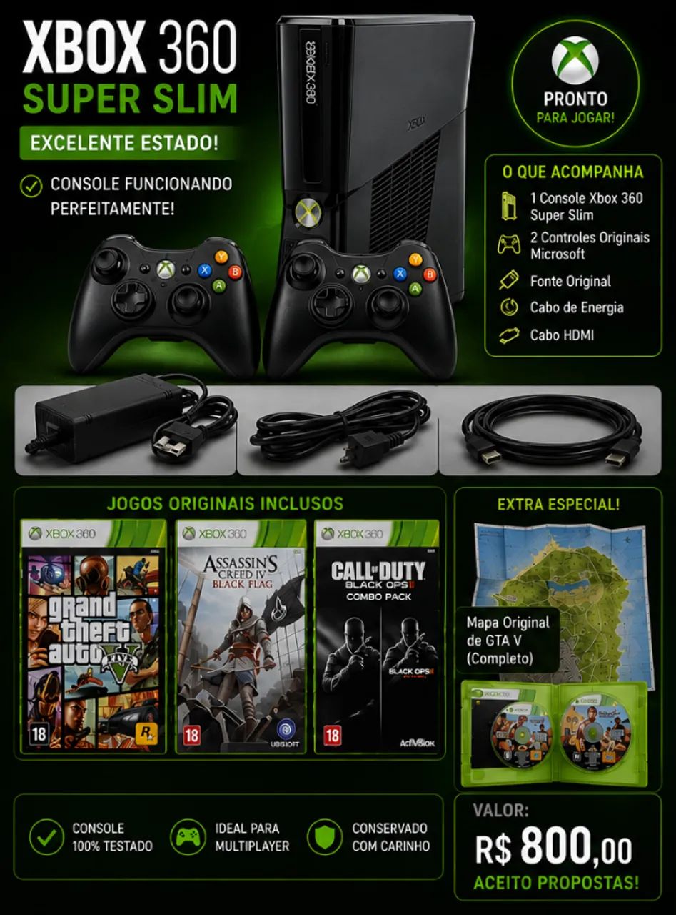 Xbox  ? Xbox 360 Super Slim Completo!