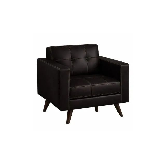 Poltrona Retrô Corino Café Pés Palito Elegância Sofisticada 62400