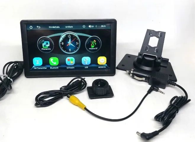 Multimídia Portátil USB Bluetooth Carplay Android auto