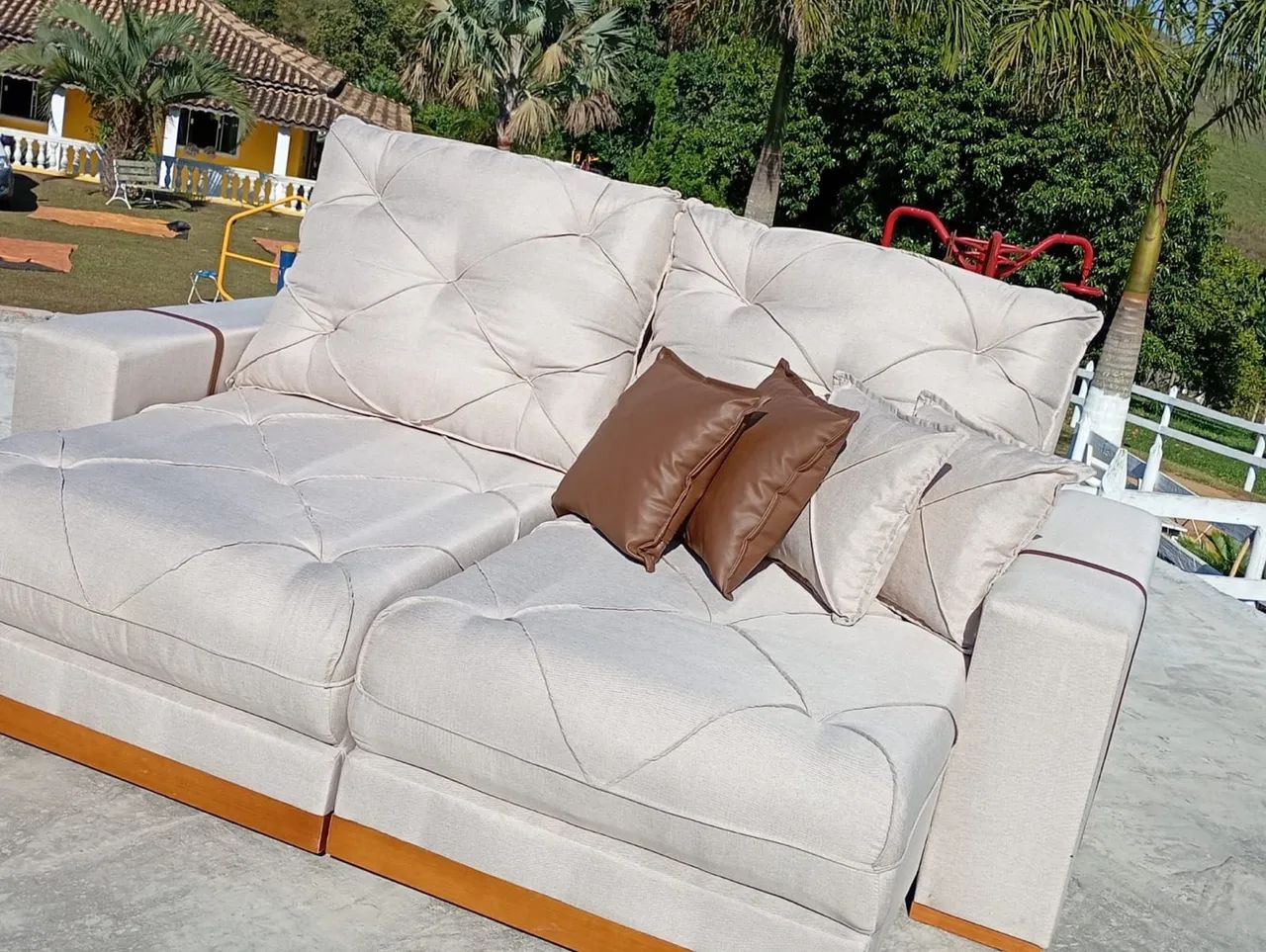 Sofa retratil bege 2,30m top !! - Foto 5