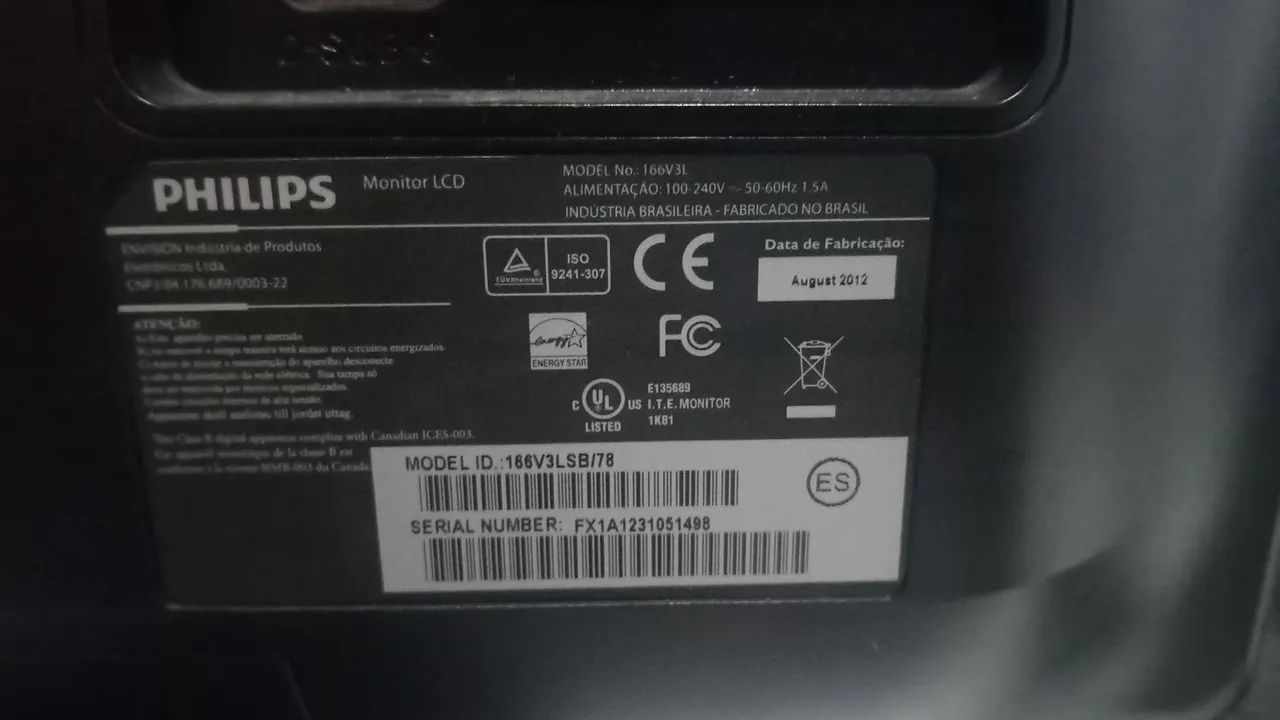Monitor philips 16.5 polegadas 100% 