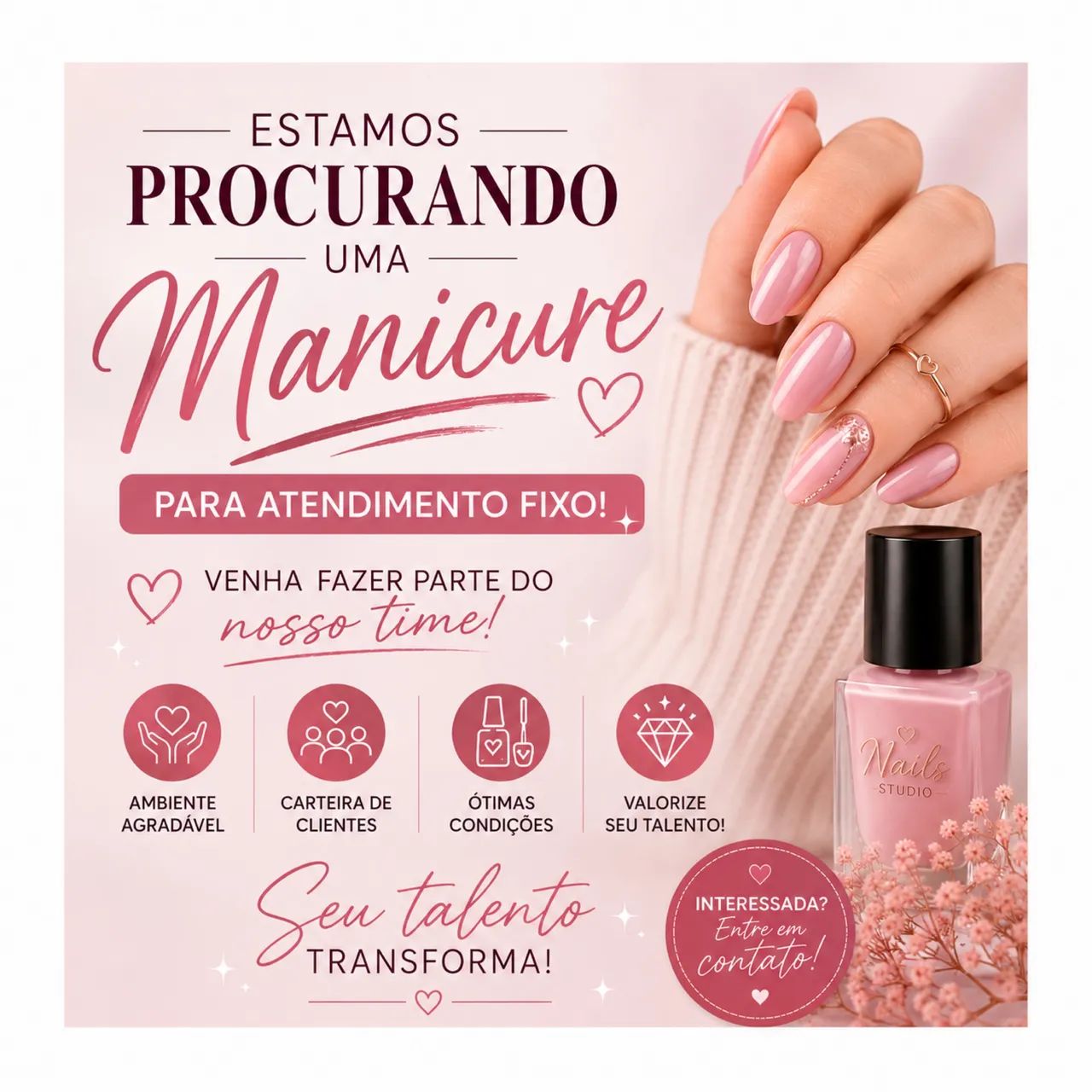 ? VAGA PARA MANICURE - INÍCIO IMEDIATO ?