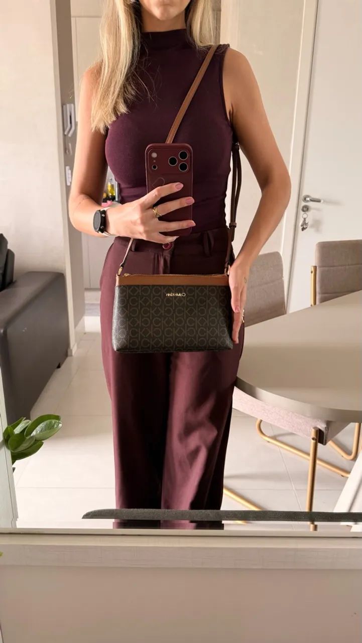 Calvin Klein Bolsa Nova Original em Couro - Foto 5