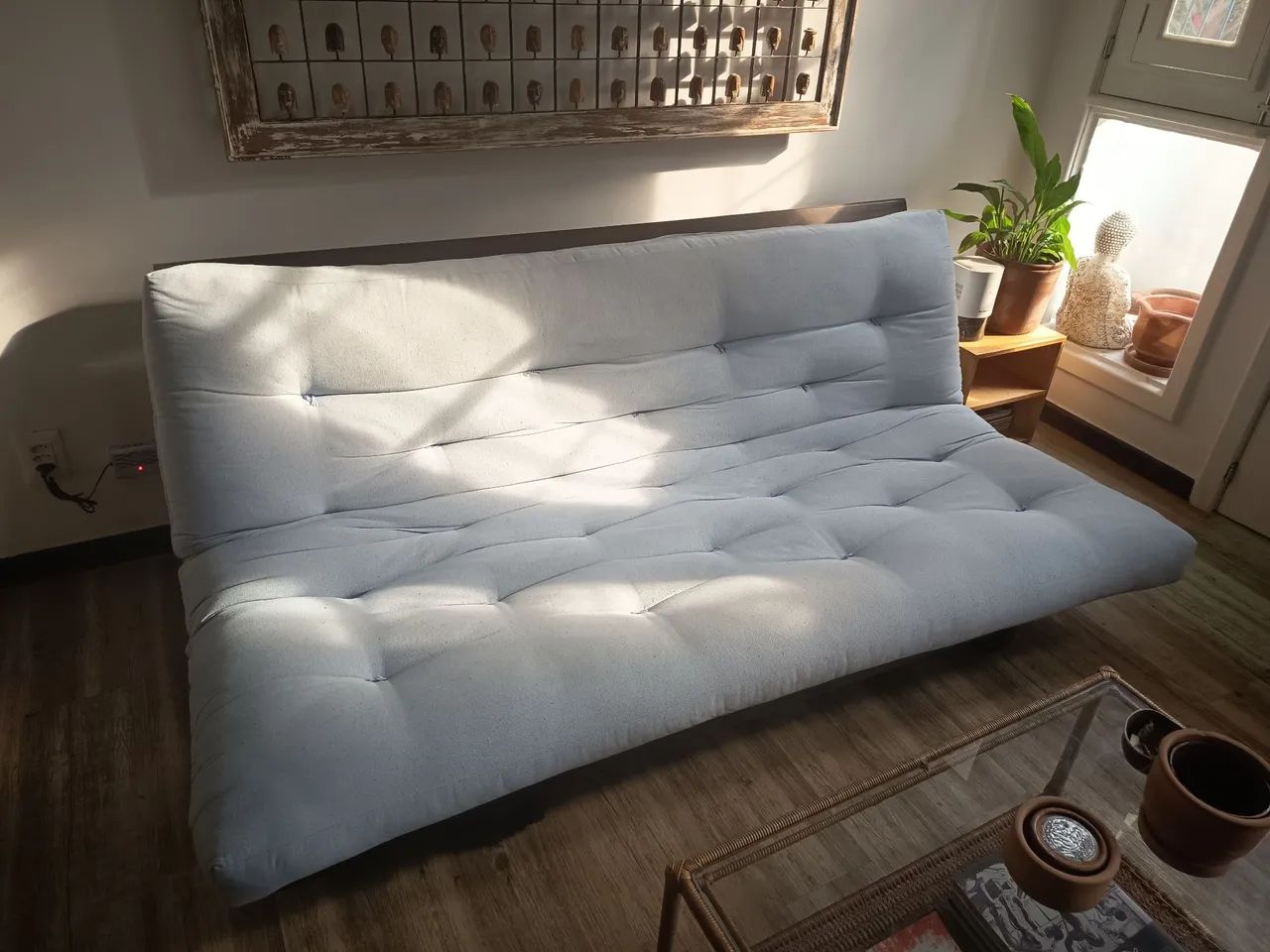 Sofá Cama Casal Azul Claro Futton Brasil
