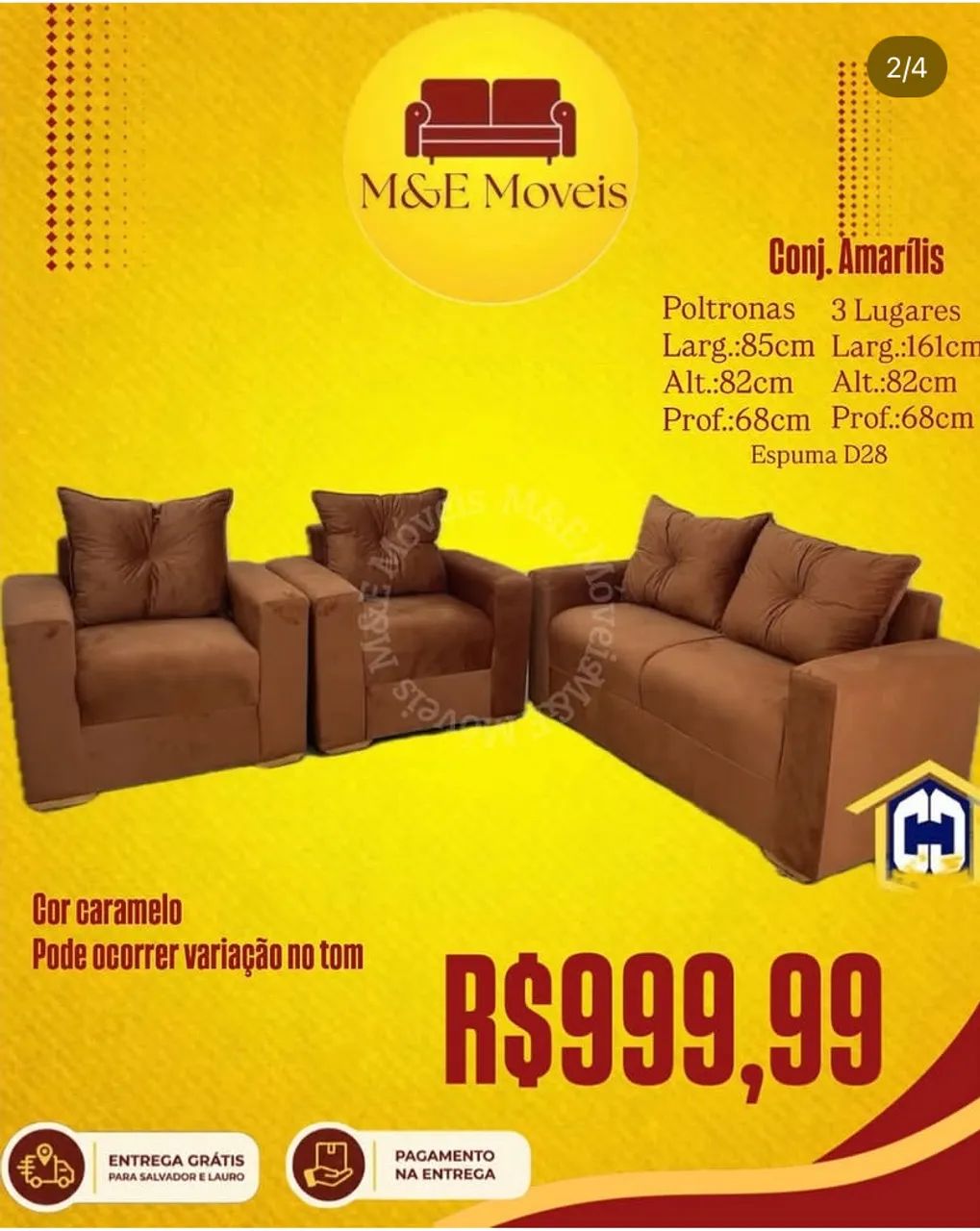 Sofá 3 lugares e 2 poltronas com entrega grátis  - Foto 3
