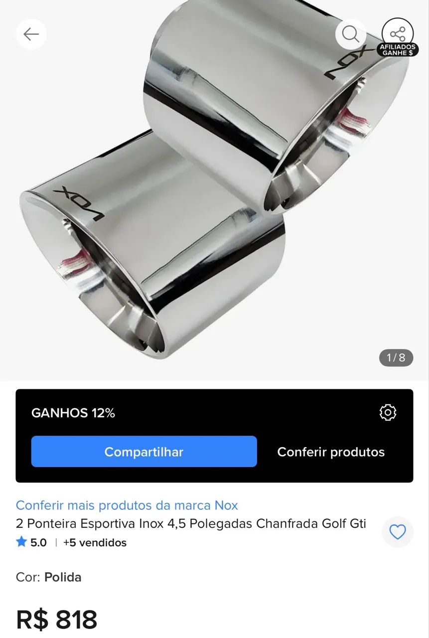 Par de Ponteiras 4,5 Polegadas (NOX) - Foto 5