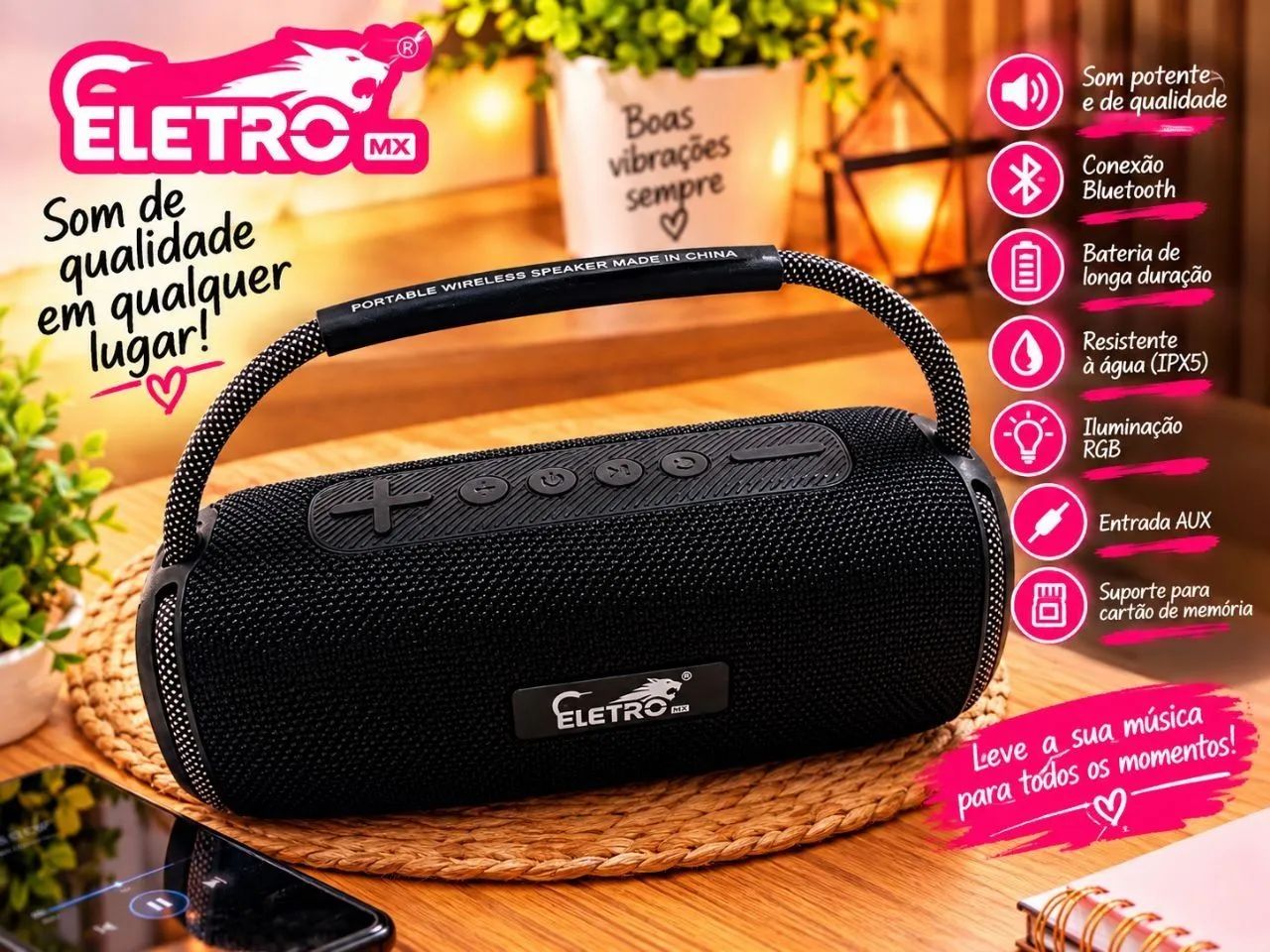 Caixa de som Bluetooth Eletro MX 100W - Foto 2