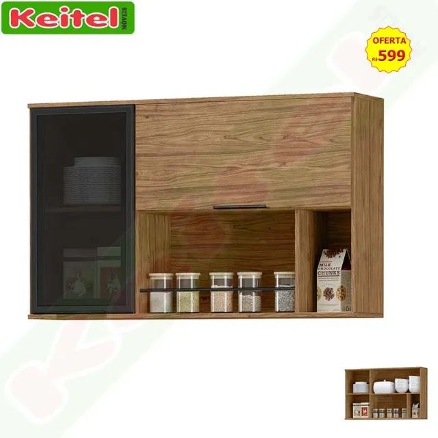 Aéreo 120 Vidro Toscana Freijó / Nero 100% MDF