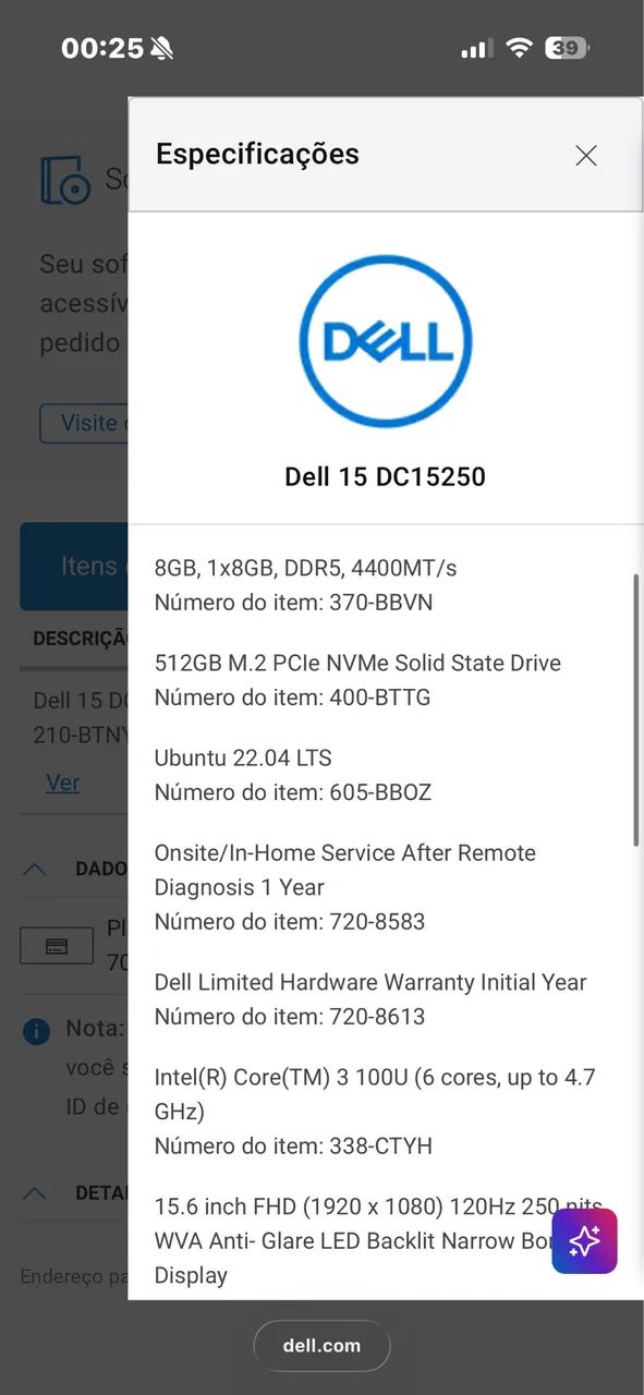Nootebook Dell 15 DC15250  8GB - Foto 2