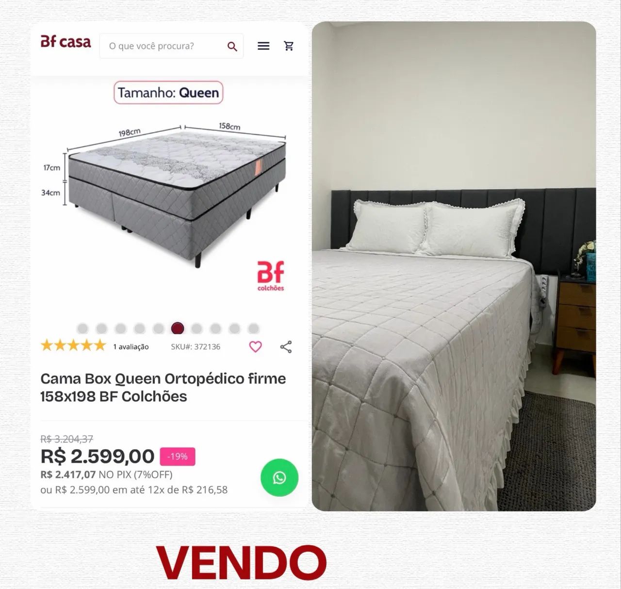 Vendo conjunto Box + colchão queen