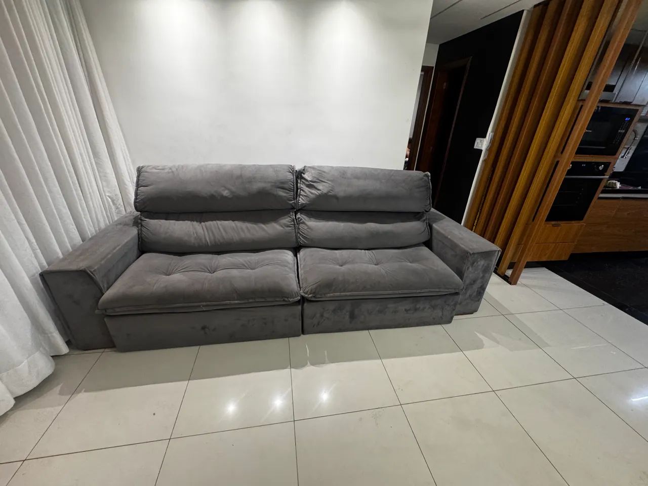 Sofá Retrátil e Reclinável Cinza 2,90m - Super Confortável - Foto 4