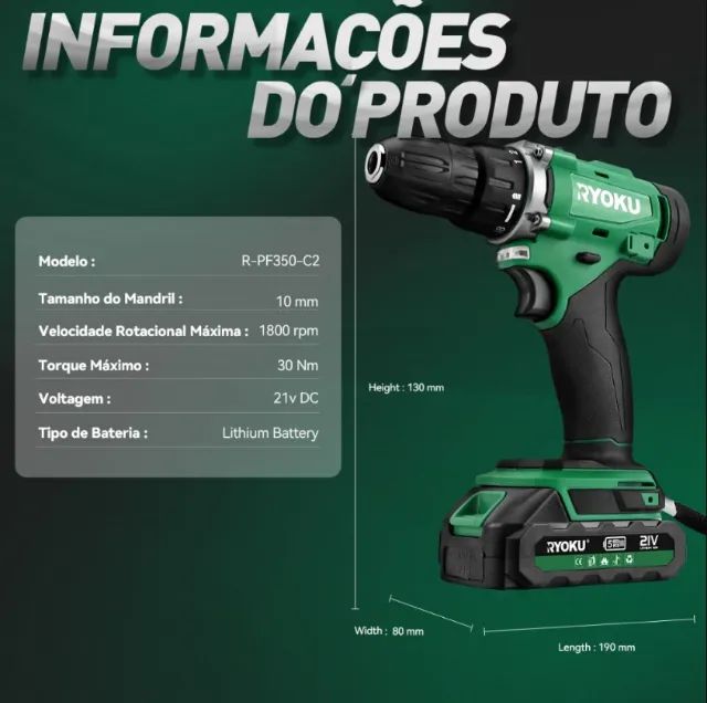 Parafusadeira Furadeira 21v Nova - Foto 3
